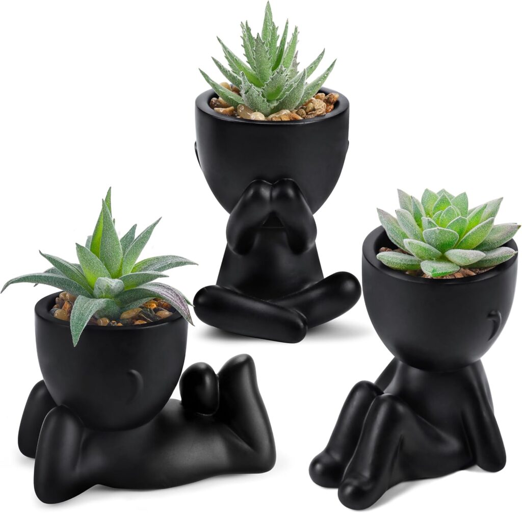 Compact Succulent Trio in Muted Planters