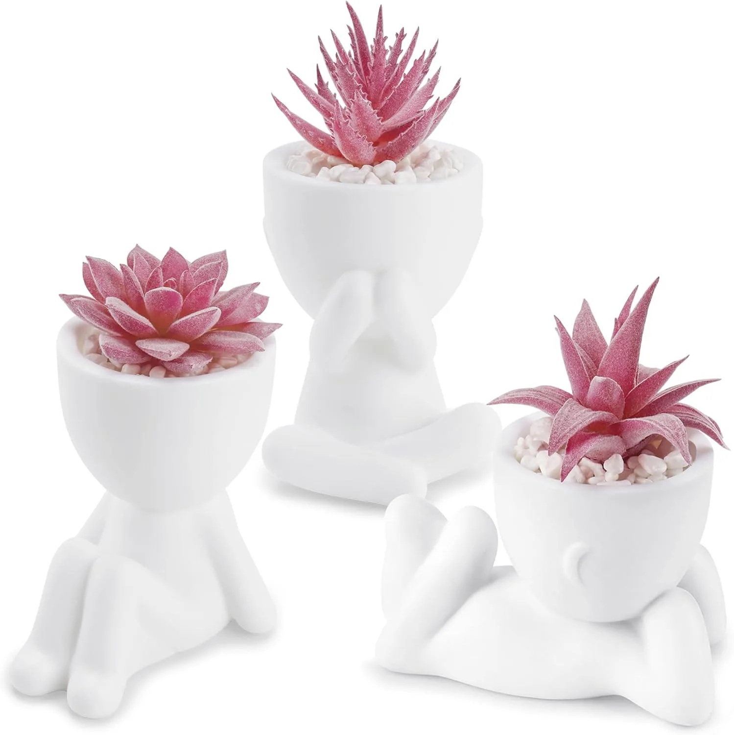 Artificial succulents in pink-themed tones