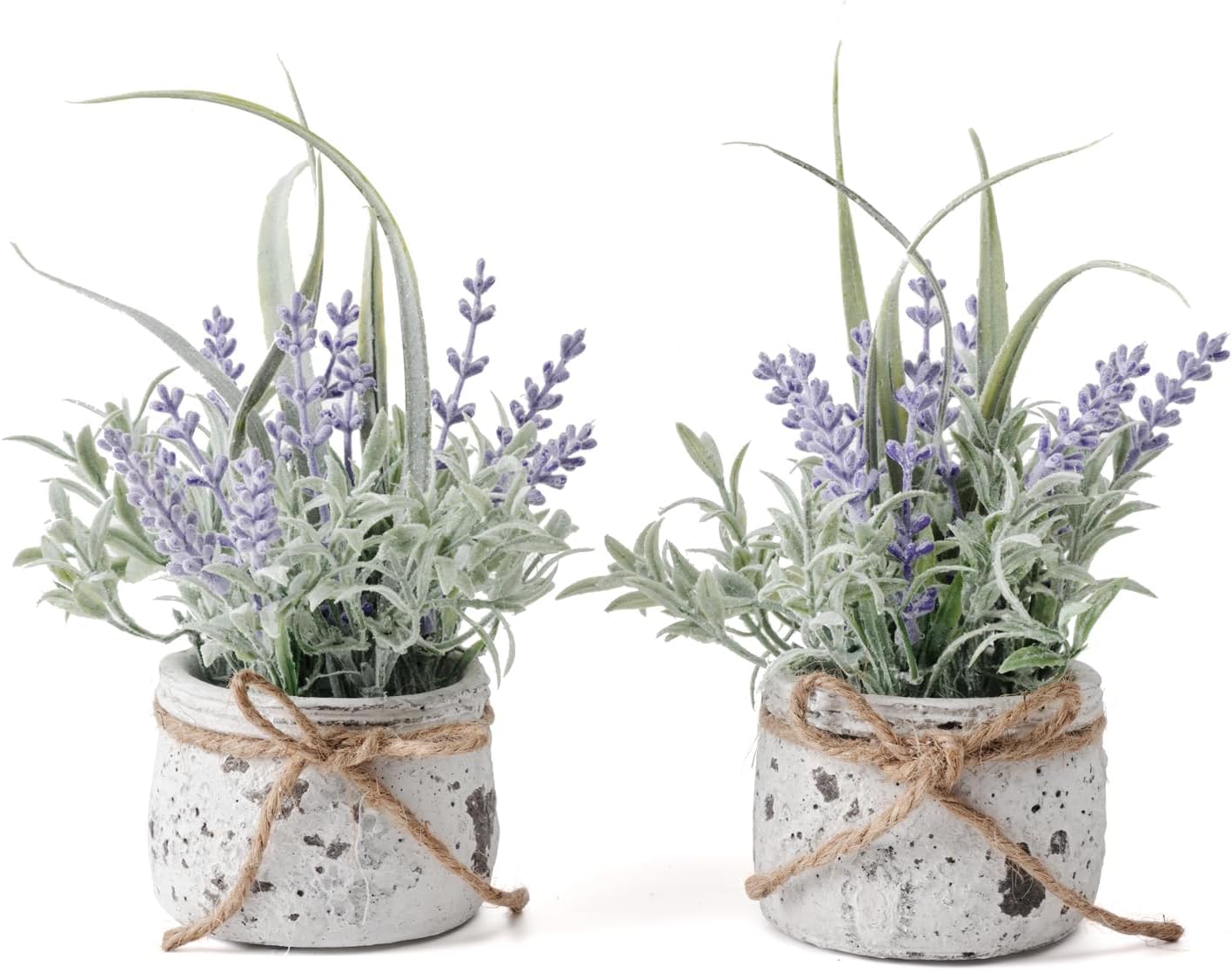 Small Fake Plants, 2 Pack Mini Artificial Lavender Plant