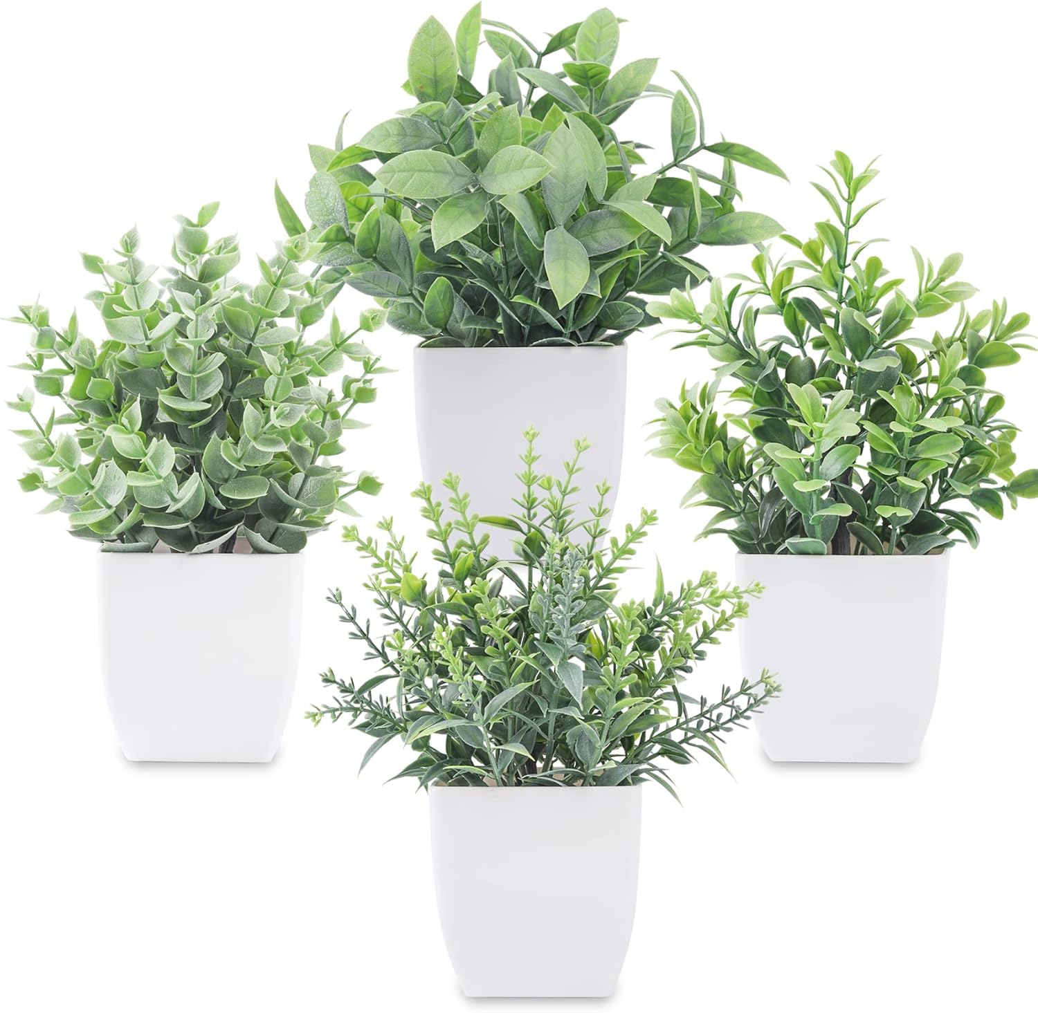 Mini Artificial Greenery in White Pots
