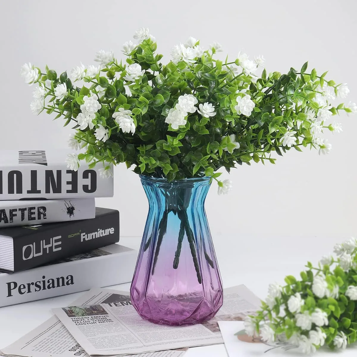 RECUTMS 12 Bundles Artificial Outdoor Flowers