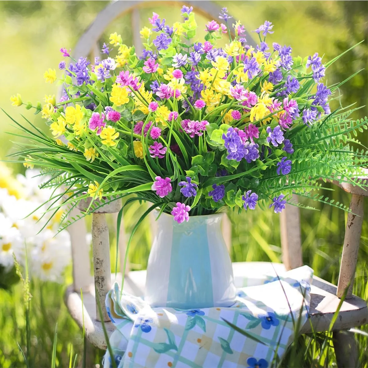 16 Bundles Artificial Fake Flowers for Outdoor Decoration