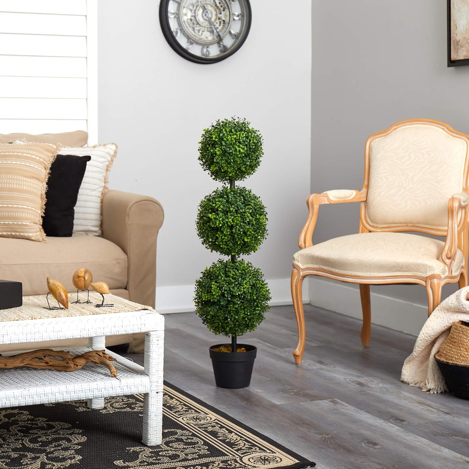 Triple Ball Boxwood Topiary Faux Tree