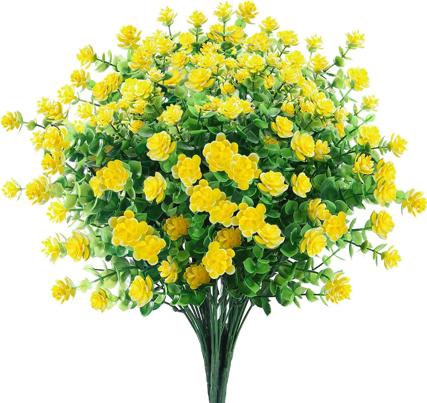 Yellow UV resistant outdoor artificial flowers in bundle