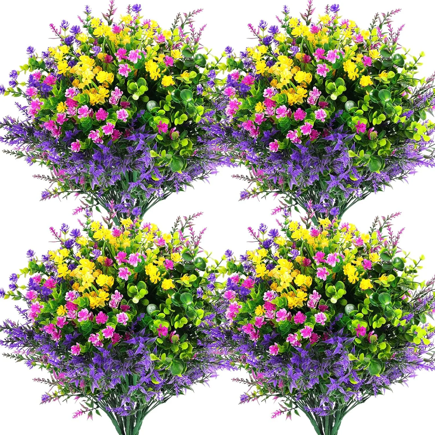 UV-resistant artificial flower set in multicolor bundles for outdoor decor