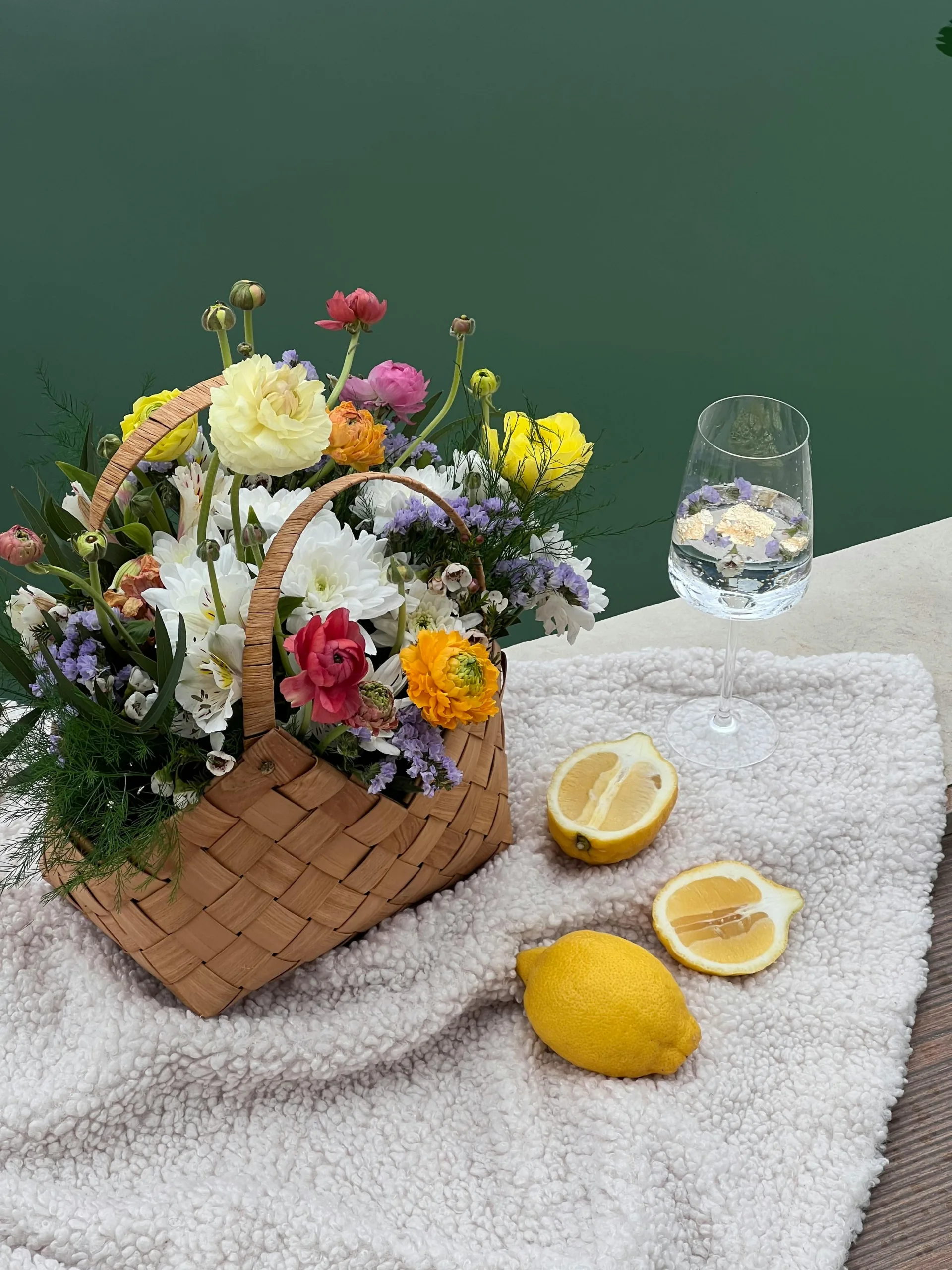 decorative arrangement of high quality fake flowers in a modern living room