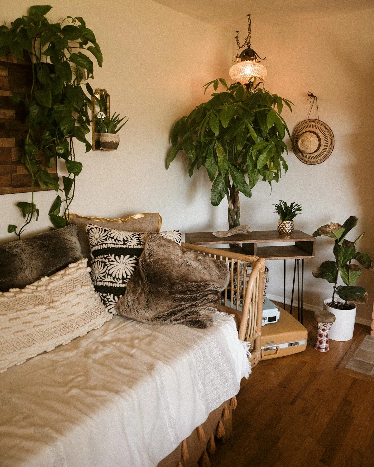 A selection of artificial plants displayed living room, demonstrating various sizes and styles.